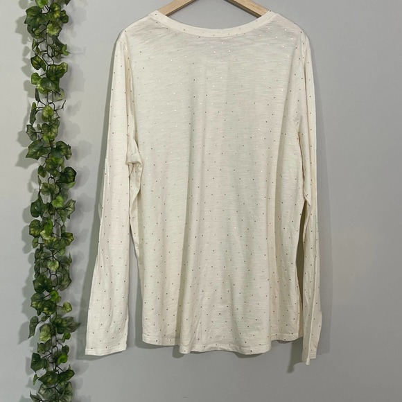 OLD NAVY | LONG SLEEVES TOP SIZE XXL CREAM COOPER COTTON POLKA DOTS - Picture 5 of 8